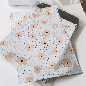 25 pcs Dots Flowers Poly Mailers 10"x13" inches